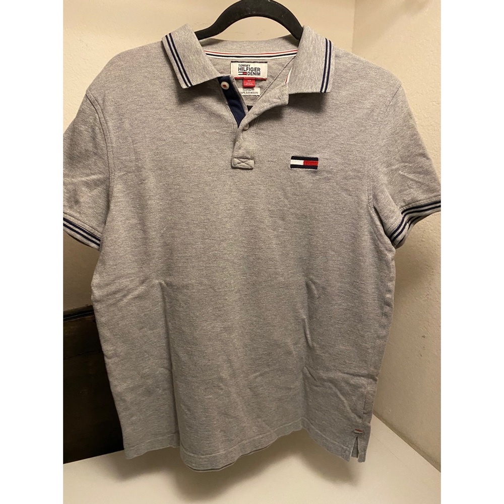 Mens Tommy Hilfiger Gray Collared Shirt